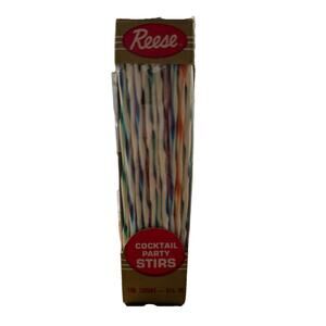 Vintage Reese Cocktail Party Stirrers stirs white base color/with stripes 100 ct